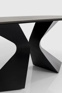 Stół Ogrodowy Czarny Blat Ceramika Nogi Aluminium 180x90 Cm