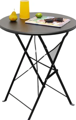 Stół Ogrodowy Mały W Kolorze Czarnym Aluminiowy Ø60 Cm