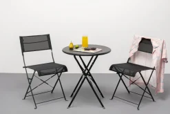 Stół Ogrodowy Mały W Kolorze Czarnym Aluminiowy Ø60 Cm