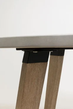 Stół Ogrodowy Okrągły Blat Cementowy Nogi Z Drewna Akacjowego Ø110 Cm