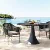 Stół Ogrodowy Okrągły Czarny Blat Ceramika Podstawa Aluminium Ø110 Cm