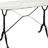 Stół Ogrodowy Z Białym Marmurowym Blatem Nogi Czarne Stalowe 120x60 Cm