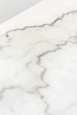 Stół Ogrodowy Z Białym Marmurowym Blatem Nogi Czarne Stalowe 120x60 Cm