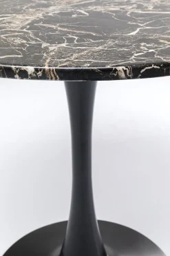Stół Okrągły Blat MDF Imitacja Marmuru Czarny Ø80 Cm