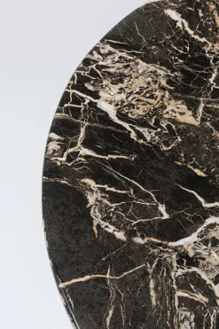 Stół Okrągły Blat MDF Imitacja Marmuru Czarny Ø80 Cm