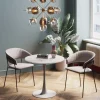 Stół Okrągły Blat MDF Imitacja Marmuru Biały Ø80 Cm