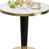 Stół Okrągły Glamour Blat Biały Marmurowy Podstawa Czarno-złota Ø70 Cm