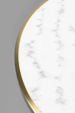 Stół Okrągły Glamour Blat Biały Marmurowy Podstawa Czarno-złota Ø70 Cm