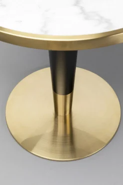 Stół Okrągły Glamour Blat Biały Marmurowy Podstawa Czarno-złota Ø70 Cm