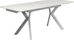 Stół Rozkładany Biały Blat Ceramiczny Nogi Stalowe 140-200x80 Cm