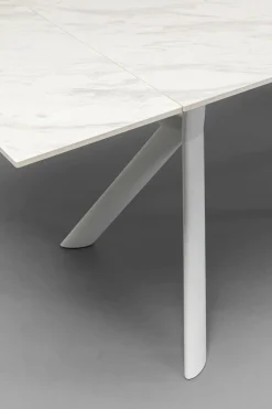 Stół Rozkładany Biały Blat Ceramiczny Nogi Stalowe 140-200x80 Cm