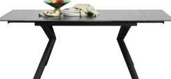 Stół Rozkładany Blat Czarny Kamionkowy Nogi Stalowe 140-200x80 Cm