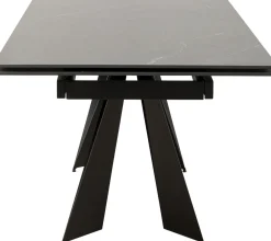 Stół Rozkładany Czarny Blat Ceramika Nogi Stalowe 180-260x90 Cm