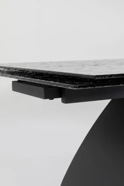 Stół Rozkładany Do Jadalni W Kolorze Czarnym Szkło I Stal 180-260x95 Cm