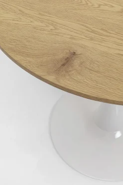 Stół Skandynawski W Okleinie Dębowej Noga Biała Ø80 Cm