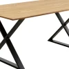 Stół Z Dębowym Blatem FSC Nogi Czarne Krzyżowe 180x90 Cm