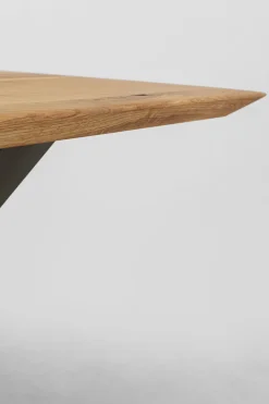 Stół Z Dębowym Blatem FSC Nogi Czarne Krzyżowe 180x90 Cm
