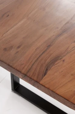 Stół Z Drewnianym Blatem Z Akacji I Czarnymi Metalowymi Nogami 200x100 Cm