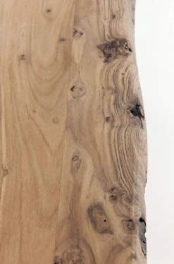 Stół Z Drewnianym Naturalnym Blatem I Czarnymi Metalowymi Nogami 200x100 Cm