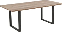 Stół Z Drewnianym Naturalnym Blatem I Czarnymi Metalowymi Nogami 180x90 Cm