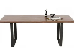 Stół Z Drewnianym Naturalnym Blatem I Szarymi Metalowymi Nogami 160x80 Cm