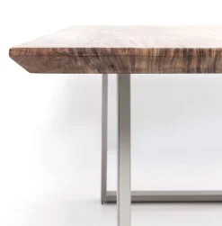 Stół Z Drewnianym Naturalnym Blatem I Szarymi Metalowymi Nogami 200x100 Cm