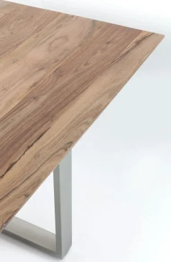 Stół Z Drewnianym Naturalnym Blatem I Szarymi Metalowymi Nogami 200x100 Cm