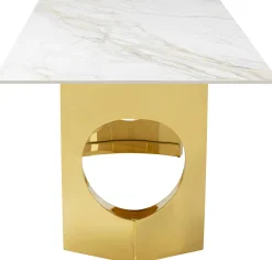 Stół Z Kamionkowym Blatem 180x90 Cm Nogi Złote