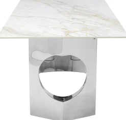 Stół Z Kamionkowym Blatem 180x90 Cm Nogi Srebrne