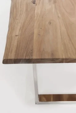 Stół Z Naturalnym Drewnianym Blatem I Czarnymi Metalowymi Nogami 160x80 Cm