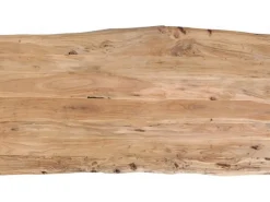 Stół Z Naturalnym Drewnianym Blatem I Czarnymi Metalowymi Nogami 160x80 Cm