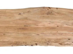 Stół Z Naturalnym Drewnianym Blatem Z Drewna Akacji I Srebrnymi Metalowymi Nogami 160x80 Cm