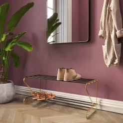 Stojak Na Buty Walk 84x34 Cm Czarno-złoty
