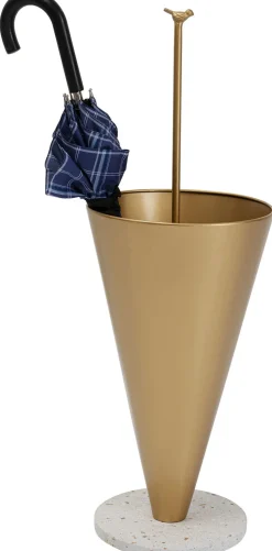 Stojak Na Parasole Złoty Stalowy Podstawa Z Kamienia Ø30x85 Cm