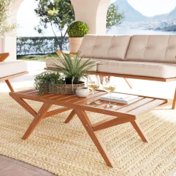 Stolik Do Ogrodu Z Drewna Akacjowego Olejowany 120x60 Cm