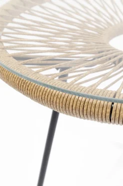 Stolik Kawowy Acapulco Ø50 Cm Naturalny - Blat Szklany