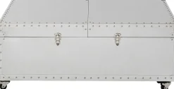 Stolik Kawowy Barek Rozkładany Srebrny Na Kółkach Stal Nierdzewna 120x75 Cm