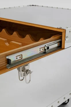 Stolik Kawowy Barek Rozkładany Srebrny Na Kółkach Stal Nierdzewna 120x75 Cm