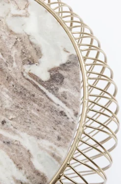 Stolik Kawowy Beam Grey Marble Ø43 Cm Szary