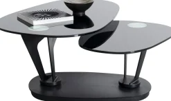 Stolik Kawowy Blaty Szklane Obrotowy Czarny 150x58 Cm