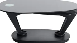 Stolik Kawowy Blaty Szklane Obrotowy Czarny 150x58 Cm