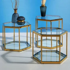 Stolik Kawowy Comb 55x48 Cm Złoty