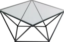 Stolik Kawowy Cristallo 80x80 Cm Czarny - Blat Szklany