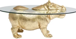 Stolik Kawowy Hippo 80 Cm Złoty - Blat Szklany