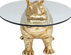 Stolik Kawowy Hippo 80 Cm Złoty - Blat Szklany