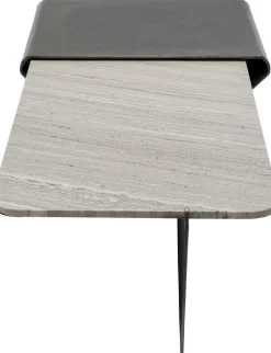 Stolik Kawowy Loft Marmur I Ciemnoszare Aluminium 142x70 Cm