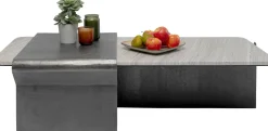 Stolik Kawowy Loft Marmur I Ciemnoszare Aluminium 142x70 Cm