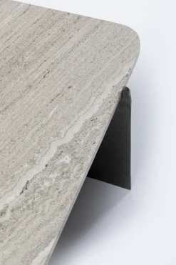 Stolik Kawowy Loft Marmur I Ciemnoszare Aluminium 142x70 Cm