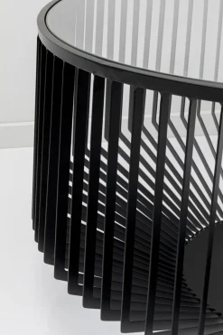 Stolik Kawowy Loft Stal Czarna I Szkło Transparentne Ø80 Cm