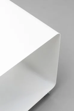 Stolik Kawowy Na Kółkach Biały Stalowy Z Półką 60x40 Cm